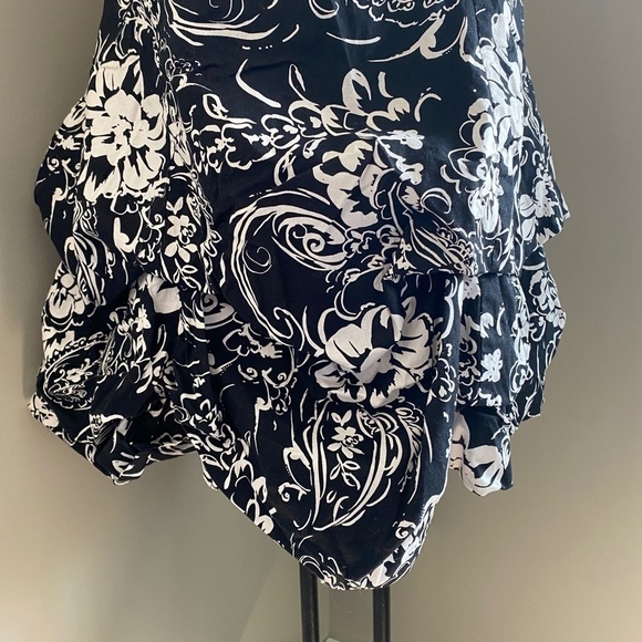 Jolie Black + White Floral Print Strapless Mini/Midi Pleated Dress Size 10 - Picture 3 of 15